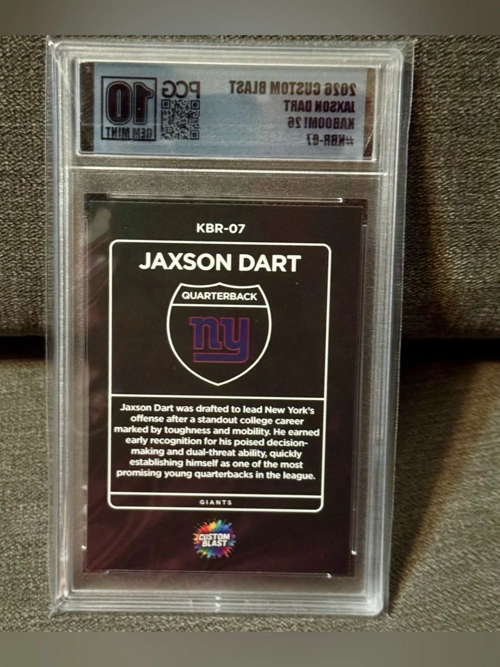 Jaxson Dart - 2026 Custom Blast Kaboom! #KBR-07 PCG 10 Gem Mint